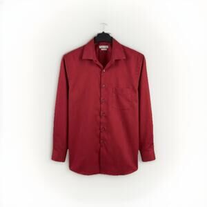 Van Heusen Lux Sateen Dress Shirt Men’s 16.5 34/35 Red Burgundy Regular Fit